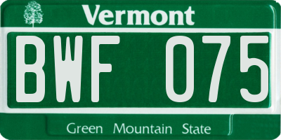 VT license plate BWF075