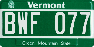 VT license plate BWF077