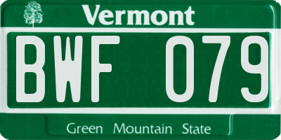 VT license plate BWF079
