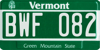 VT license plate BWF082