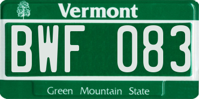 VT license plate BWF083
