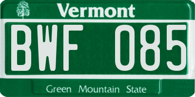 VT license plate BWF085
