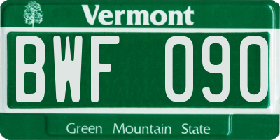 VT license plate BWF090