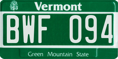 VT license plate BWF094