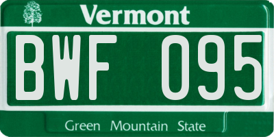 VT license plate BWF095