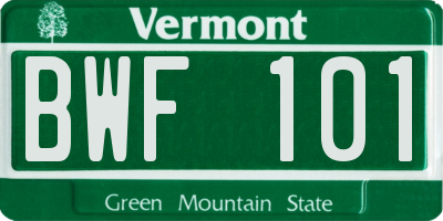 VT license plate BWF101