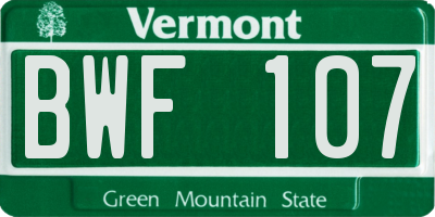 VT license plate BWF107