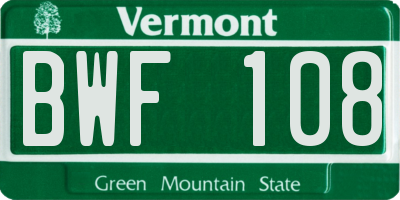 VT license plate BWF108