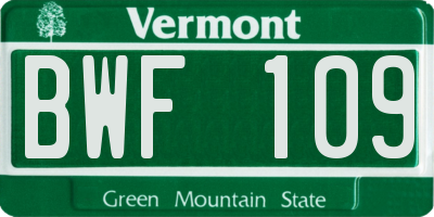 VT license plate BWF109