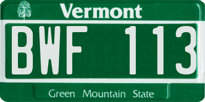 VT license plate BWF113