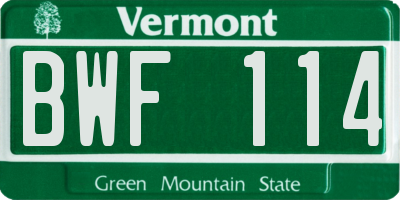 VT license plate BWF114