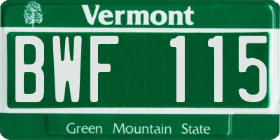 VT license plate BWF115