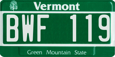VT license plate BWF119