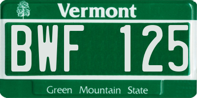 VT license plate BWF125