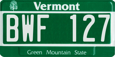 VT license plate BWF127