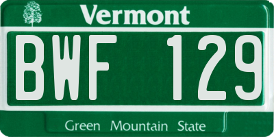 VT license plate BWF129