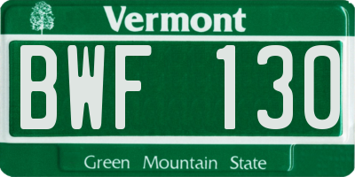 VT license plate BWF130