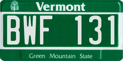 VT license plate BWF131