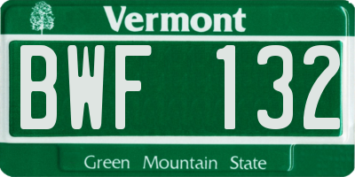 VT license plate BWF132