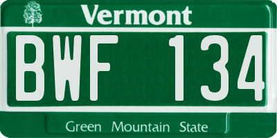 VT license plate BWF134