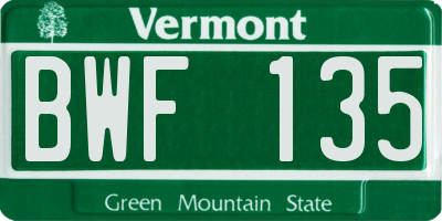 VT license plate BWF135