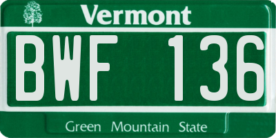 VT license plate BWF136