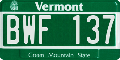 VT license plate BWF137