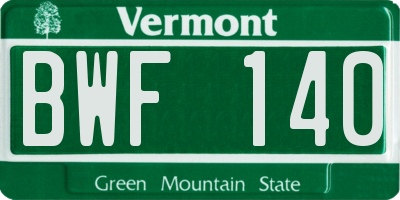 VT license plate BWF140