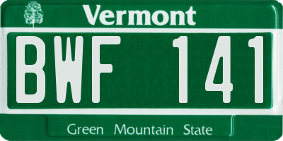 VT license plate BWF141