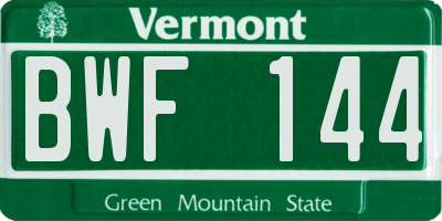 VT license plate BWF144