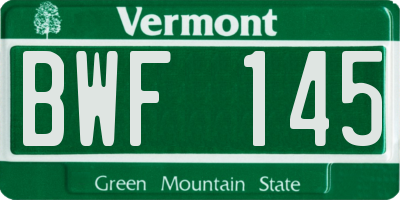 VT license plate BWF145