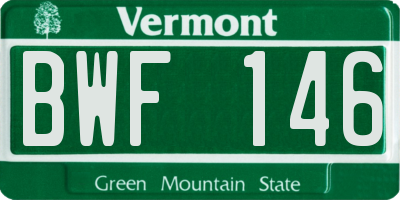 VT license plate BWF146