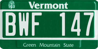 VT license plate BWF147