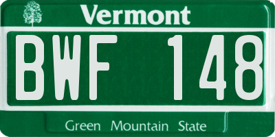 VT license plate BWF148