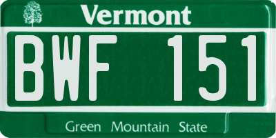 VT license plate BWF151