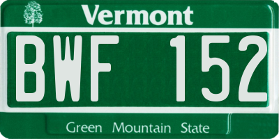 VT license plate BWF152