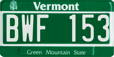 VT license plate BWF153
