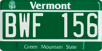 VT license plate BWF156