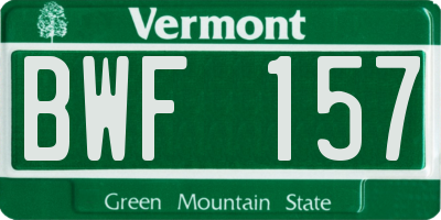 VT license plate BWF157