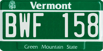 VT license plate BWF158
