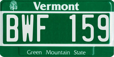 VT license plate BWF159