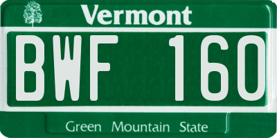 VT license plate BWF160