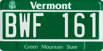 VT license plate BWF161