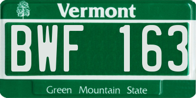 VT license plate BWF163