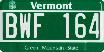 VT license plate BWF164
