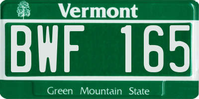 VT license plate BWF165