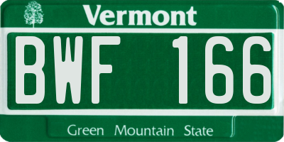 VT license plate BWF166