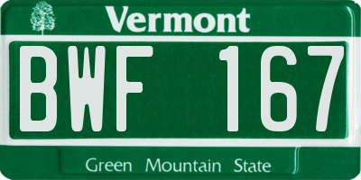 VT license plate BWF167