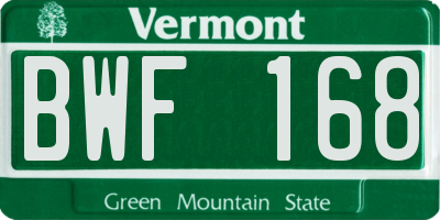 VT license plate BWF168