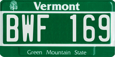 VT license plate BWF169